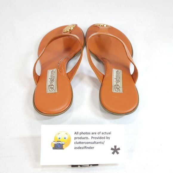 Brighton Pansy Slip On Leather Slide Sandals Womens Size 6.5 119 Orange - Picture 3 of 9